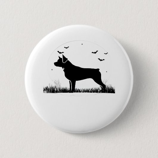 Rottweiler Dog - Halloween Moon Silhouette Oversiz Button (Vorderseite)