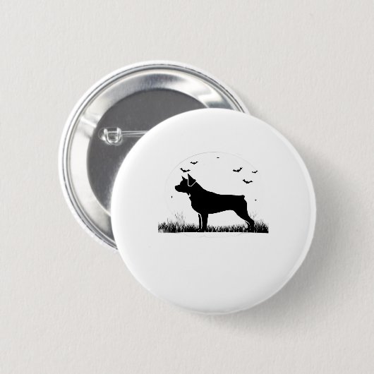 Rottweiler Dog � Halloween Moon Silhouette Oversiz Button (Vorne & Hinten)