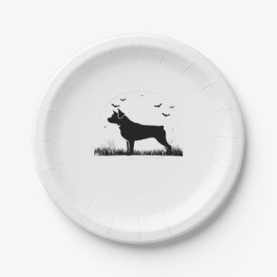 Rottweiler Dog � Halloween Moon Silhouette Oversiz Pappteller
