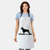 Rottweiler Dog - Halloween Moon Silhouette Oversiz Schürze (Getragen)