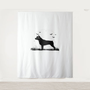 Rottweiler Dog - Halloween Moon Silhouette Oversiz Wandteppich
