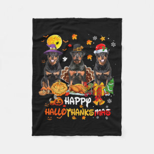 Rottweiler Dog Happy Halloween Erntedank Merry Fleecedecke
