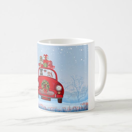 Rottweiler Dog In Car With Santa Claus  Kaffeetasse (VorderseiteRechts)