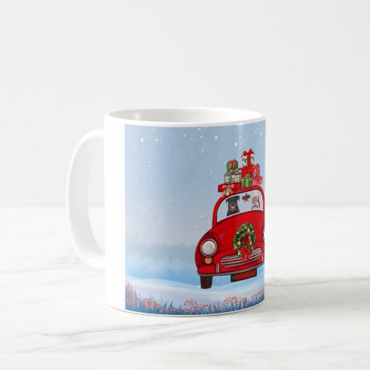 Rottweiler Dog In Car With Santa Claus Kaffeetasse (Vorderseite Links)