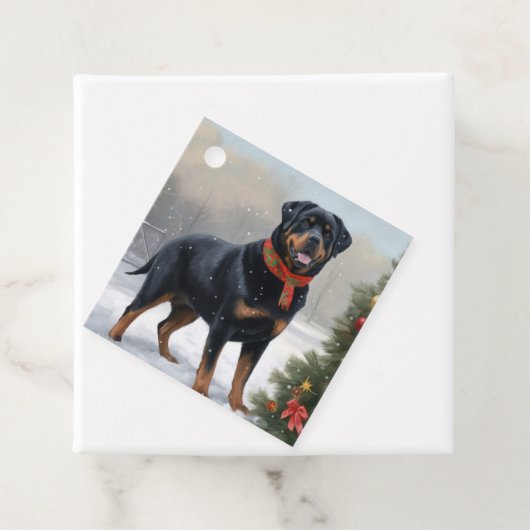 Rottweiler Dog in Schnee Weihnachten Geschenkanhänger (Beispiel)