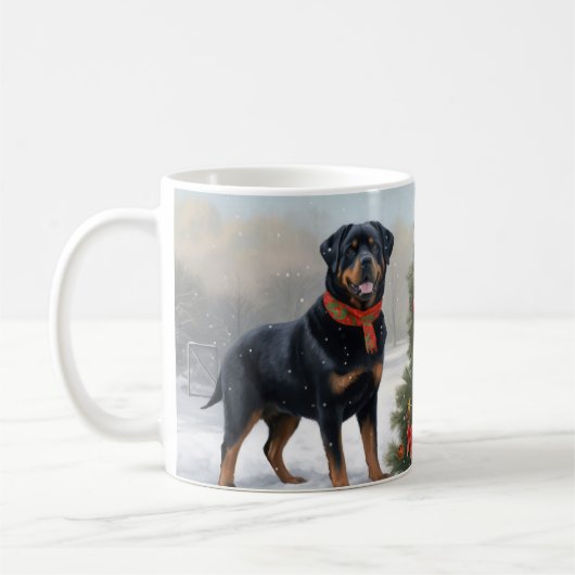 Rottweiler Dog in Schnee Weihnachten Kaffeetasse (Links)