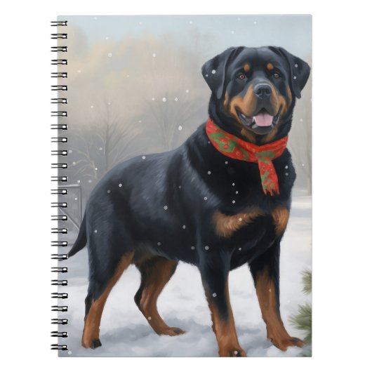 Rottweiler Dog in Schnee Weihnachten Notizblock (Vorderseite)