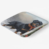 Rottweiler Dog in Schnee Weihnachten Pappteller (Gewinkelt)