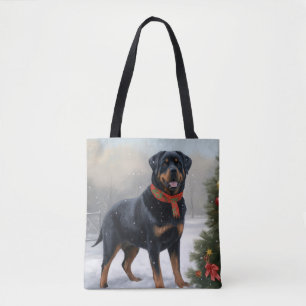 Rottweiler Dog in Schnee Weihnachten Tasche