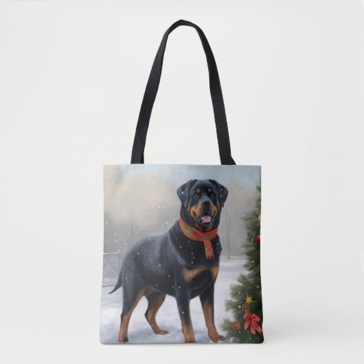 Rottweiler Dog in Schnee Weihnachten Tasche (Vorderseite)