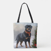 Rottweiler Dog in Schnee Weihnachten Tasche (Rückseite)