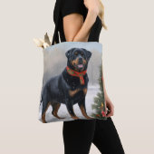 Rottweiler Dog in Schnee Weihnachten Tasche (Von Nahem)