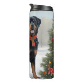 Rottweiler Dog in Schnee Weihnachten Thermosbecher (Nach rechts gedreht)