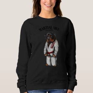 Rottweiler Dog Judo Karate Master in White Judogi Sweatshirt