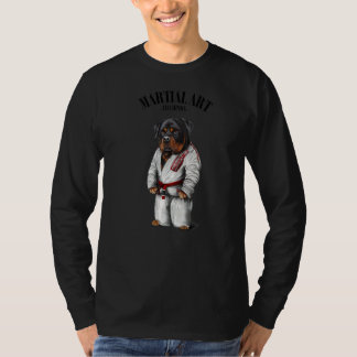 Rottweiler Dog Judo Karate Master in White Judogi T-Shirt