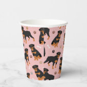 Rottweiler Dog Knochen und Paws Paper Cups Pappbecher (Rechts)