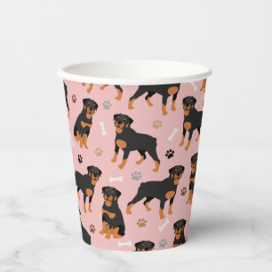 Rottweiler Dog Knochen und Paws Paper Cups Pappbecher