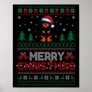 Rottweiler Dog Lovers Weihnachtsmannmütze Weihnach Poster