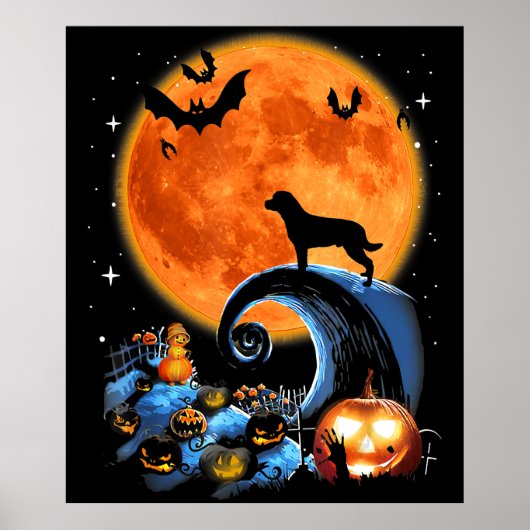 rottweiler dog moon pumpkin halloween costume gift poster (Vorne)