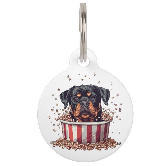Rottweiler Dog Movie Popcorn Ecket Haustiermarke (Vorderseite)