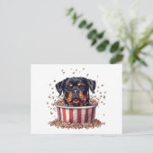 Rottweiler Dog Movie Popcorn Ecket Postkarte (Stehend Vorderseite)