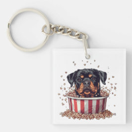 Rottweiler Dog Movie Popcorn Ecket Schlüsselanhänger