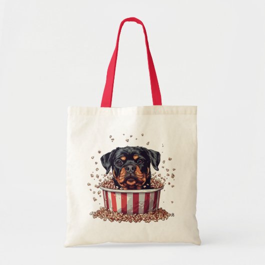 Rottweiler Dog Movie Popcorn Ecket Tragetasche (Vorne)