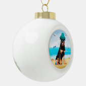 Rottweiler Dog on Beach Keramik Kugel-Ornament (Links)
