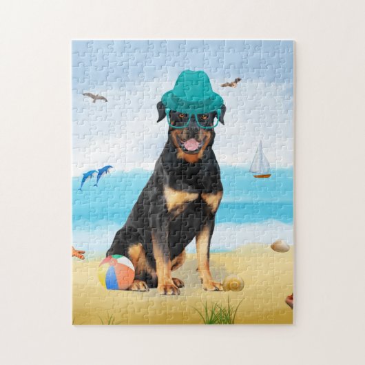Rottweiler Dog on Beach Puzzle (Vertikal)