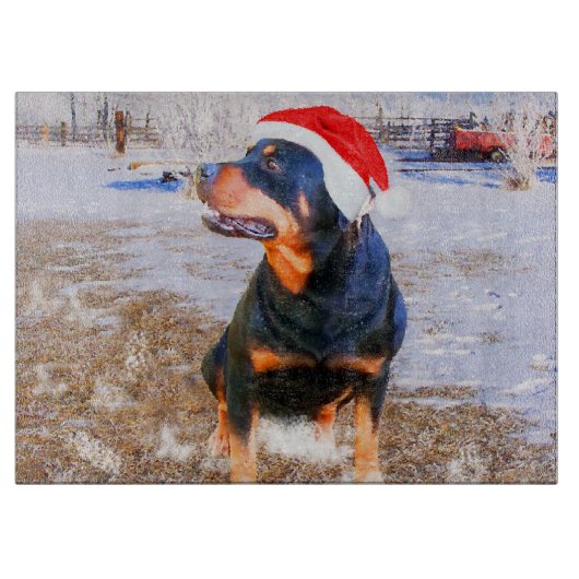 Rottweiler Dog Painting Glass Cutting Board Schneidebrett (Vorderseite)