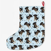 Rottweiler Dog Pattern Blau Großer Weihnachtsstrumpf (Rückseite)