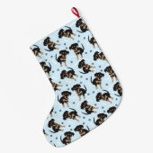Rottweiler Dog Pattern Blau Großer Weihnachtsstrumpf (Rückseite (Hängend))