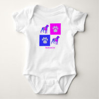 Rottweiler Dog & Paw Pink und Blue Baby Bodysuit