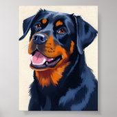 Rottweiler Dog Pet Painting Watercolor Art Poster (Vorne)