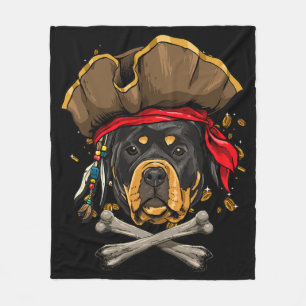 Rottweiler Dog Pirate Piratenflagge Flag Crossbone Fleecedecke