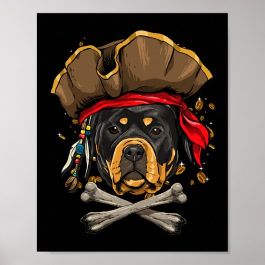 Rottweiler Dog Pirate Piratenflagge Flag Crossbone Poster (Vorne)