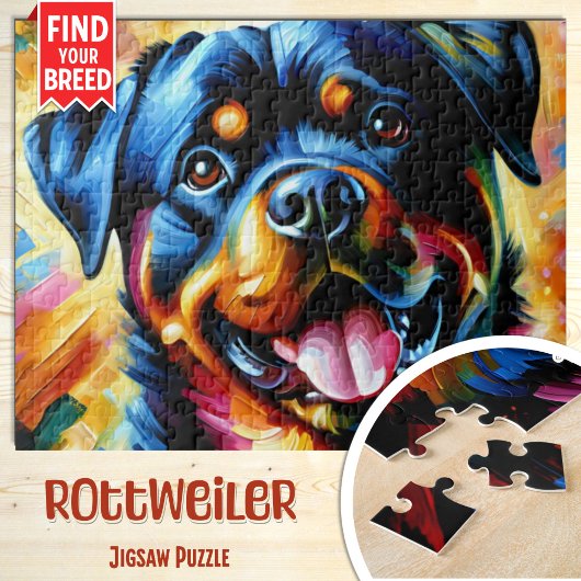 Rottweiler Dog Portrait Akrylkkunstdruckhund Puzzle