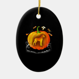 Rottweiler dog Pumpkin Costume Halloween Keramik Ornament