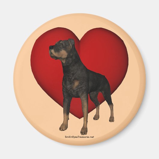 Rottweiler Dog Red Heart Magnet (Vorne)