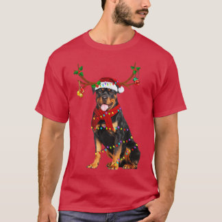 Rottweiler Dog Reindeer Weihnachtsmannmütze Weihna T-Shirt