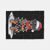 Rottweiler Dog Santa Hat Christmas Tree Light Xmas Fleecedecke (Vorderseite (Horizontal))