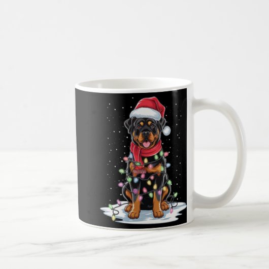 Rottweiler Dog Santa Hat Christmas Tree Light Xmas Kaffeetasse (Rechts)