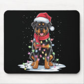 Rottweiler Dog Santa Hat Christmas Tree Light Xmas Mousepad (Vorne)
