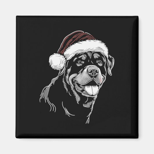 Rottweiler Dog Santa Hat Christmas Xmas Pajama Magnet (Vorne)