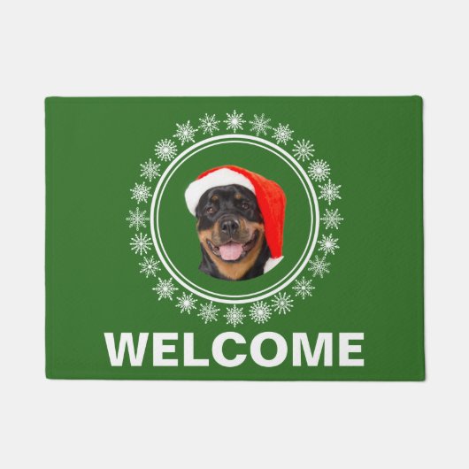 Rottweiler Dog Santa Snowflakes Weihnachten Willko Fußmatte (Vorderseite)