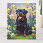 Rottweiler Dog Spring Flowers Malerei Karte (Vorderseite)