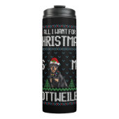 Rottweiler Dog Ugly Christmas Sweater Thermosbecher (Vorderseite)