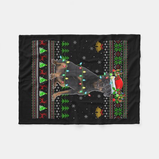 Rottweiler Dog Ugly Christmas Sweaters Holiday San Fleecedecke (Vorderseite (Horizontal))