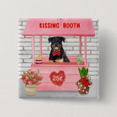 Rottweiler Dog Valentine's Day Kissing Booth Button (Vorderseite)