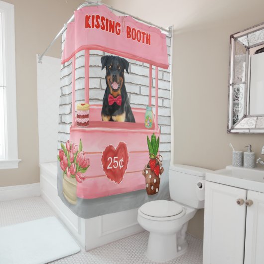 Rottweiler Dog Valentine's Day Kissing Booth Duschvorhang (Beispiel)
